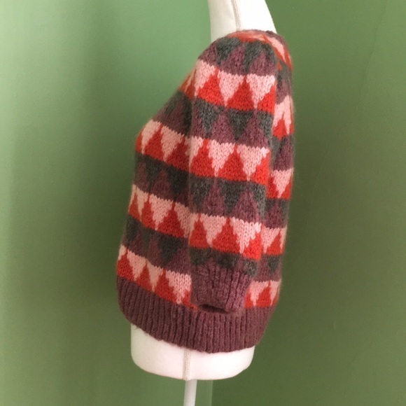 ZARA Pink Purple Puff Shoulder Retro Style Multicolor Sweater - Picture 3 of 10